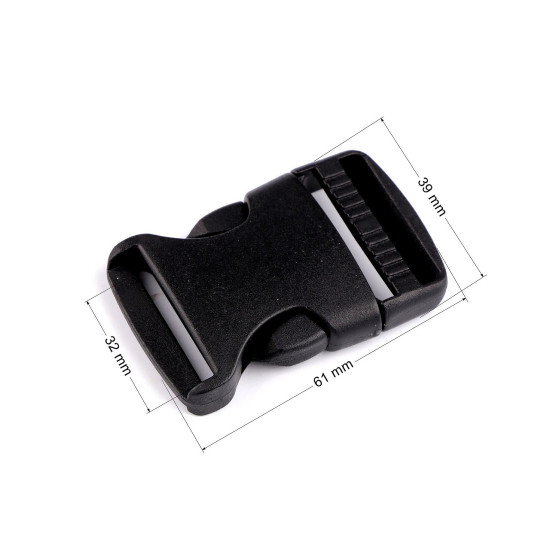 Klamra z regulatorem szerokość 32 mm - Czarny (10 Sztuki) Klamra z regulatorem szerokość 32 mm - Czarny (10 Sztuki)