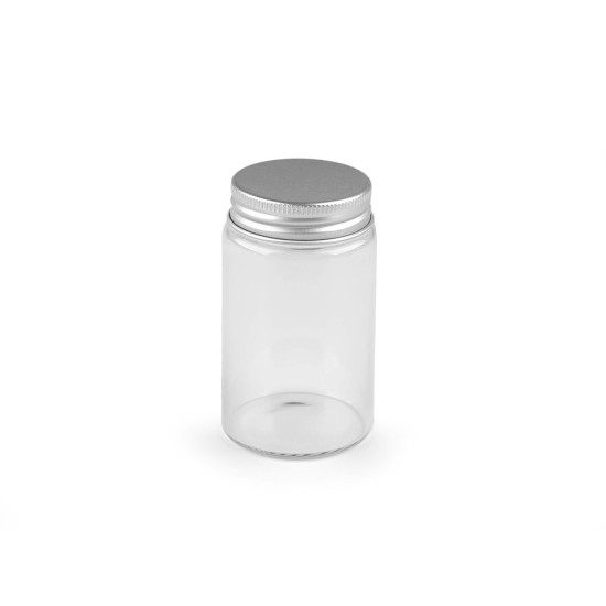 Buteleczka szklana z zakrętką 47x80 mm - Transparent (4 Sztuki) Buteleczka szklana z zakrętką 47x80 mm - Transparent (4 Sztuki)