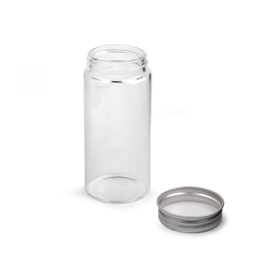 Buteleczka szklana z zakrętką 47x100 mm - Transparent (4 Sztuki) Buteleczka szklana z zakrętką 47x100 mm - Transparent (4 Sztuki)