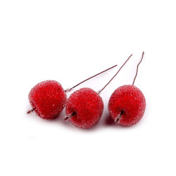 Artificial frosted apples on a wire - Red (10 Pieces)