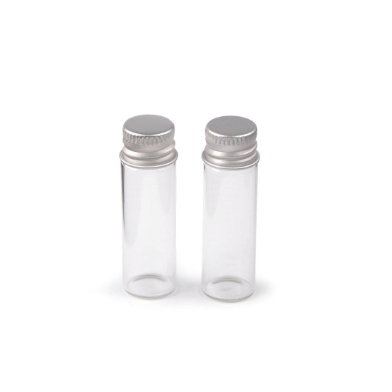 Buteleczka szklana z zakrętką 16x50 mm - Transparent (12 Sztuki) Buteleczka szklana z zakrętką 16x50 mm - Transparent (12 Sztuki)