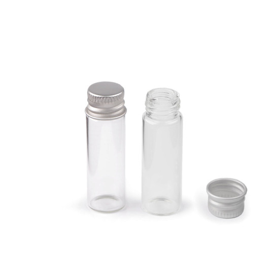 Buteleczka szklana z zakrętką 16x50 mm - Transparent (12 Sztuki) Buteleczka szklana z zakrętką 16x50 mm - Transparent (12 Sztuki)
