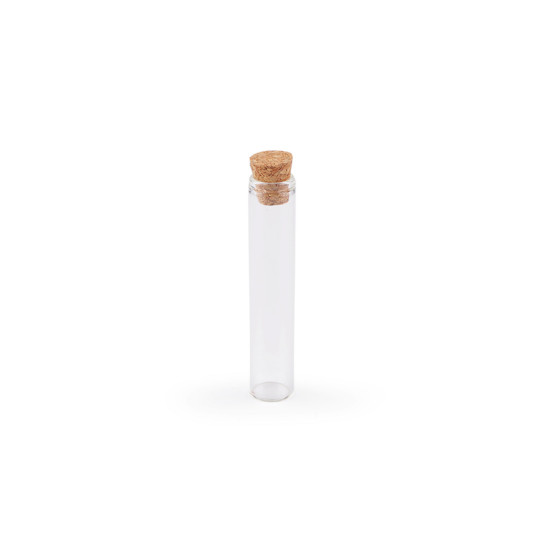 Buteleczka szklana 10x55 mm z korkiem - Transparent (12 Sztuki) Buteleczka szklana 10x55 mm z korkiem - Transparent (12 Sztuki)
