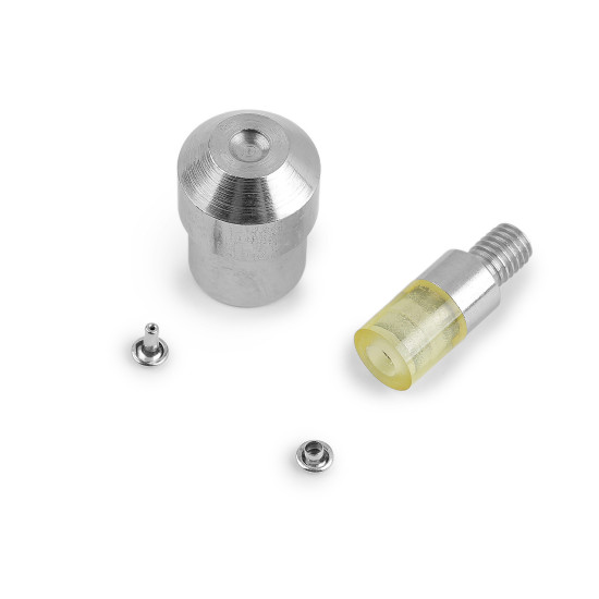 Hand press dies mold for double cap rivets ø6 mm - Nickel (1 Set) Hand press dies mold for double cap rivets ø6 mm - Nickel (1 Set)