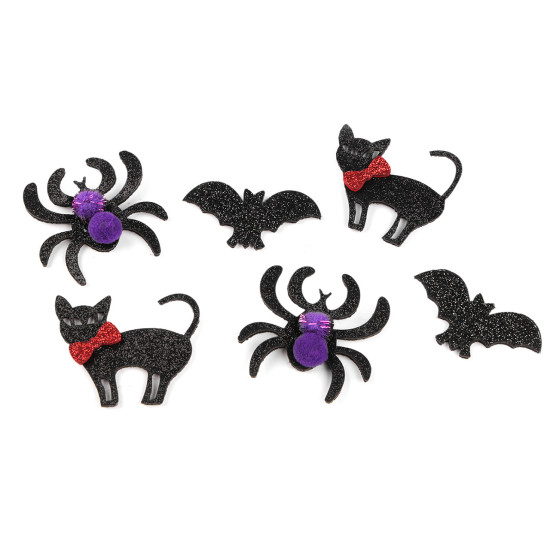Kotek, nietoperz i pająk z filcu z brokatem, halloween - Miks wariantów (60 Sztuki) Kotek, nietoperz i pająk z filcu z brokatem, halloween - Miks wariantów (60 Sztuki)