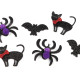 Kotek, nietoperz i pająk z filcu z brokatem, halloween - Miks wariantów (60 Sztuki) Kotek, nietoperz i pająk z filcu z brokatem, halloween - Miks wariantów (60 Sztuki)