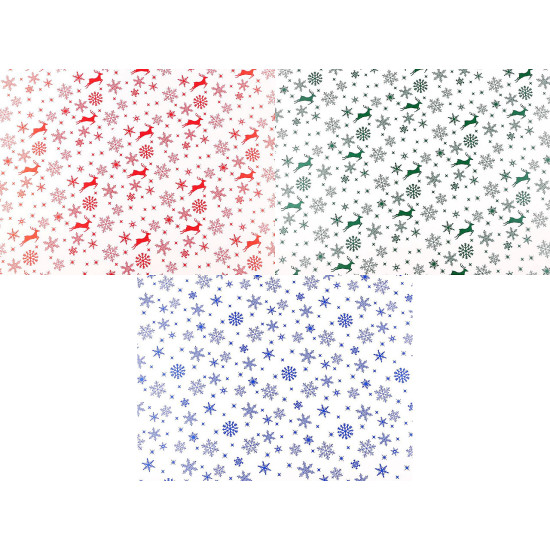 Papier do pakowania 0,7x2 m motyw świąteczny renifer, śnieżynki, gwiazdki - Niebieski (1 Sztuka) Papier do pakowania 0,7x2 m motyw świąteczny renifer, śnieżynki, gwiazdki - Niebieski (1 Sztuka)