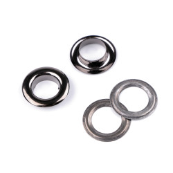 Grommet / eyelet, inner ø12 mm / outer ø21 mm, shiny, 2nd quality - Black nickel (10 Pairs)