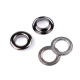 Grommet / eyelet, inner ø12 mm / outer ø21 mm, shiny, 2nd quality - Black nickel (10 Pairs) Grommet / eyelet, inner ø12 mm / outer ø21 mm, shiny, 2nd quality - Black nickel (10 Pairs)