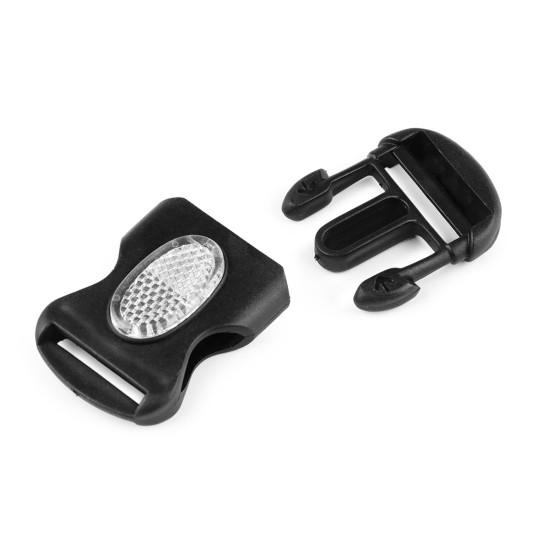 Klamra z regulatorem i odblaskiem szerokość 32 mm - Czarny (50 Sztuki) Klamra z regulatorem i odblaskiem szerokość 32 mm - Czarny (50 Sztuki)