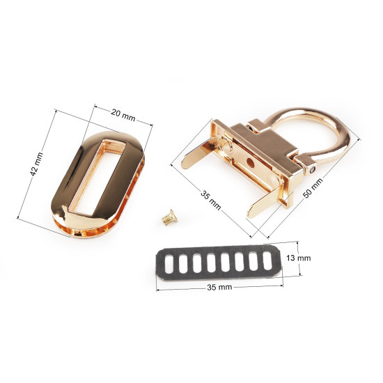 Zapięcie do torby 20x42 mm - Nikiel (1 Zestaw) Zapięcie do torby 20x42 mm - Nikiel (1 Zestaw)