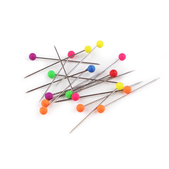 Alfileres con cabeza de plástico neón, largo 38 mm - Mezcla (20 Cajas)