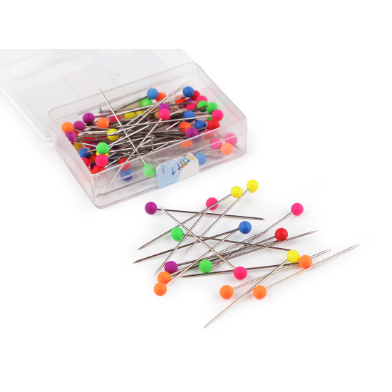 Alfileres con cabeza de plástico neón, largo 38 mm - Mezcla (20 Cajas)