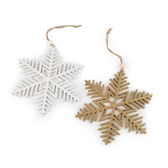 Drewniana śnieżynka do zawieszenia ø14,5 cm - White (1 Sztuka) Drewniana śnieżynka do zawieszenia ø14,5 cm - White (1 Sztuka)