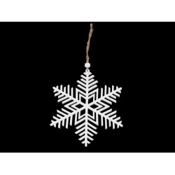 Drewniana śnieżynka do zawieszenia ø14,5 cm - White (1 Sztuka)