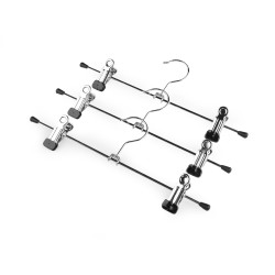 Metal hanger for goods with clips - Silver (10 Pieces)