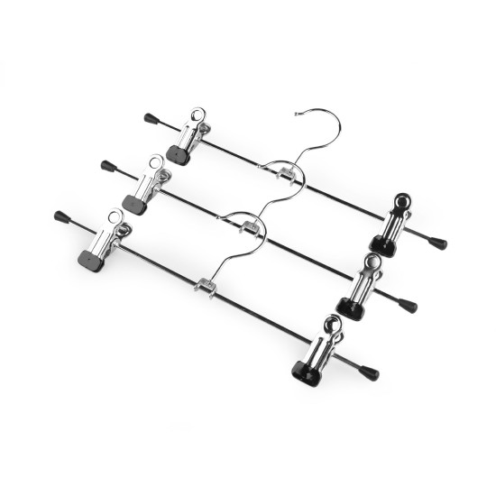 Cintre métallique pour vêtements, avec pinces - Argent (3 Pièces) Cintre métallique pour vêtements, avec pinces - Argent (3 Pièces)