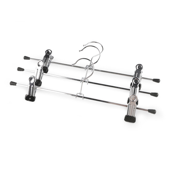 Cintre métallique pour vêtements, avec pinces - Argent (3 Pièces) Cintre métallique pour vêtements, avec pinces - Argent (3 Pièces)