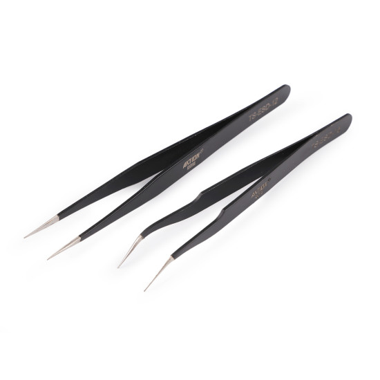 Pęseta metalowa z cienką końcówką prosta, zagięta długość 13,5 cm - Czarny (10 Sztuki) Pęseta metalowa z cienką końcówką prosta, zagięta długość 13,5 cm - Czarny (10 Sztuki)
