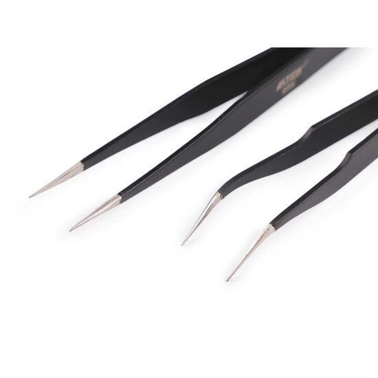 Pęseta metalowa z cienką końcówką prosta, zagięta długość 13,5 cm - Czarny (10 Sztuki) Pęseta metalowa z cienką końcówką prosta, zagięta długość 13,5 cm - Czarny (10 Sztuki)