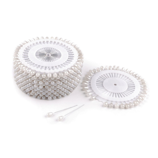 Stecknadeln mit kunststoffknopf auf rosette, länge 40 mm - Perlmutt-weiß (12 Rosetten) Stecknadeln mit kunststoffknopf auf rosette, länge 40 mm - Perlmutt-weiß (12 Rosetten)