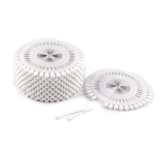 Stecknadeln mit kunststoffknopf auf rosette, länge 40 mm - Perlmutt-weiß (12 Rosetten) Stecknadeln mit kunststoffknopf auf rosette, länge 40 mm - Perlmutt-weiß (12 Rosetten)