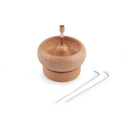 Młynek drewniany do nawlekania rokail ø9 i 10 cm z igłą - Naturalny (1 Sztuka)