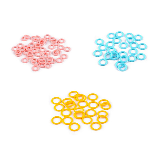 Anello di plastica / aiuto per la maglia, dimensioni: ø 10; 12; 14 mm - Giallo (100 Pezzi) Anello di plastica / aiuto per la maglia, dimensioni: ø 10; 12; 14 mm - Giallo (100 Pezzi)
