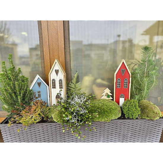 Domek drewniany dekoracja - Czerwony (1 Sztuka) Domek drewniany dekoracja - Czerwony (1 Sztuka)