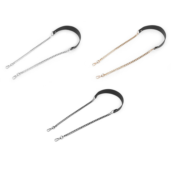 Handbag handle with chain and carabiners, width 4 cm - Black (1 Piece) Handbag handle with chain and carabiners, width 4 cm - Black (1 Piece)