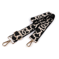 Textile handle / bag strap with carabiners, width 3.8 cm - Black (1 Piece)