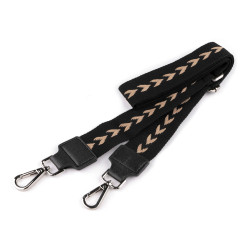 Textile handle / bag strap with carabiners, width 3.8 cm - Black (1 Piece)