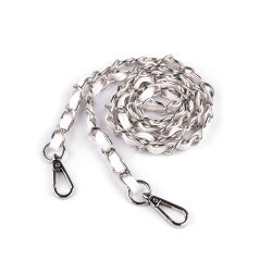 Ucho do torby skórzane z łańcuszkiem i karabińczykami szerokość 2 cm - White (1 Sztuka)