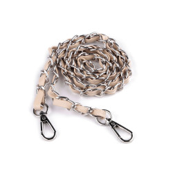 Ucho do torby skórzane z łańcuszkiem i karabińczykami szerokość 2 cm - Jasnybeżowy (1 Sztuka)