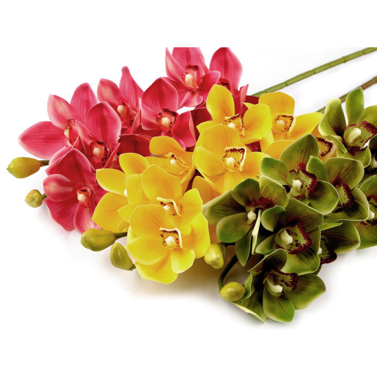 Sztuczna orchidea długa - Żółty (3 Sztuki)