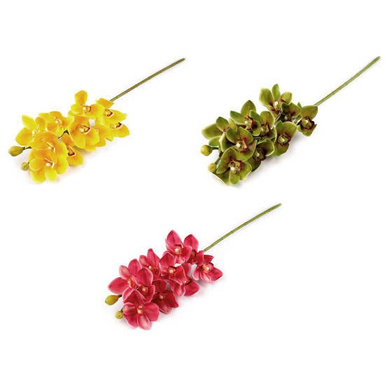 Sztuczna orchidea długa - Żółty (3 Sztuki)