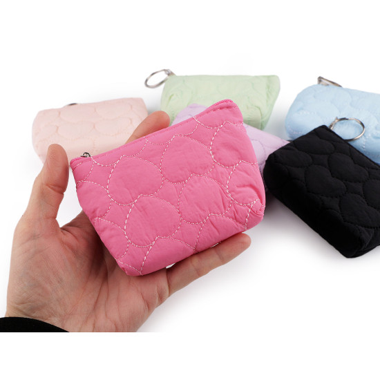 Small quilted wallet / key chain, heart 11x8 cm - Violet lilac (1 Piece) Small quilted wallet / key chain, heart 11x8 cm - Violet lilac (1 Piece)