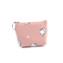 Portmonetka / etui na klucze tekstylne 11x8 cm kotki - Pudrowy (1 Sztuka)