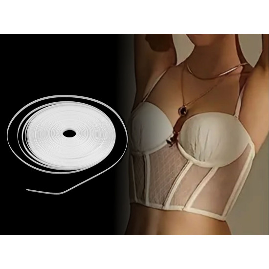 Fiszbina poliestrowa przeszywana szerokość 7 mm metraż - White (40 Metry) Fiszbina poliestrowa przeszywana szerokość 7 mm metraż - White (40 Metry)
