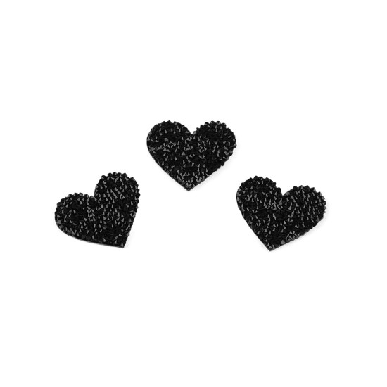 Cœur thermocollant avec strass - Noir (10 Pièces) Cœur thermocollant avec strass - Noir (10 Pièces)