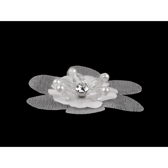 Fleur avec strass et perles à coudre et à coller, ø 4,5 cm - Poudre (10 Pièces) Fleur avec strass et perles à coudre et à coller, ø 4,5 cm - Poudre (10 Pièces)