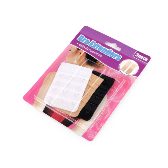 Bra circumference extension without elastic - double-row, triple-row, set of 3 pieces - Mix (1 Card) Bra circumference extension without elastic - double-row, triple-row, set of 3 pieces - Mix (1 Card)