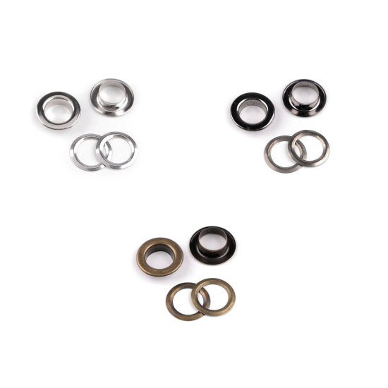 Metal grommet / eyelet, inner ø10 mm / outer ø16 mm - Nickel (50 Pairs) Metal grommet / eyelet, inner ø10 mm / outer ø16 mm - Nickel (50 Pairs)
