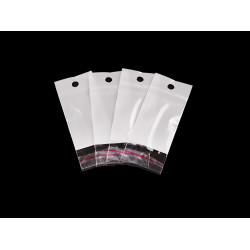 Torebki foliowe z paskiem klejącym i zawieszką 4x6 cm jedna strona przezroczysta - White (100 Sztuki)