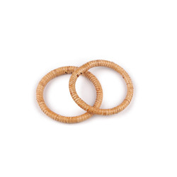 Manici in rattan, per la realizzazione di borse e cestini, dimensioni: ø 10 cm - Mezzo naturale (12 Pezzi)