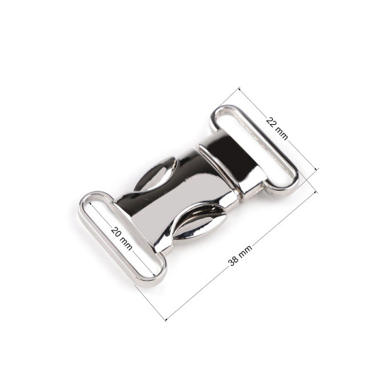 All-metal webbing side release buckle, width 20 mm - Nickel (10 Pairs) All-metal webbing side release buckle, width 20 mm - Nickel (10 Pairs)