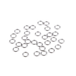 Anneau de connexion fendu en acier inoxydable, fermé, ø 4 mm - Platine (10 Grammes)