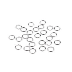 Anneau de connexion fendu en acier inoxydable, fermé, ø 4 mm - Platine (10 Grammes)