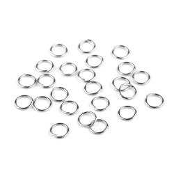 Anneau de connexion fendu en acier inoxydable, fermé, ø 4 mm - Platine (10 Grammes)