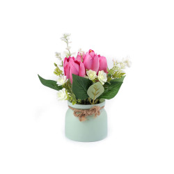 Artificial tulips in a flower pot - Darkpink (1 Piece)